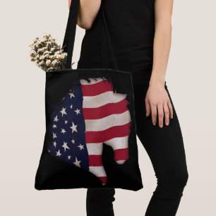 Americana Vlag Paardenkop Silhouet Tote Bag
