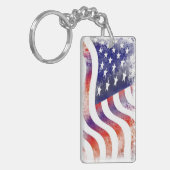 Americana Vlag Tweezijdige Sleutelhanger (Voorkant Links)