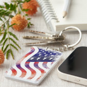 Americana Vlag Tweezijdige Sleutelhanger (Voorkant Rechts)