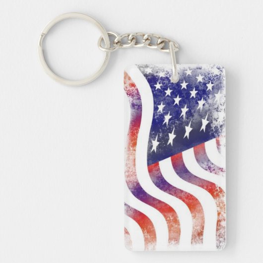 Americana Vlag Tweezijdige Sleutelhanger (Voorkant)