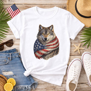 Americana Vlag Wolf T-shirt
