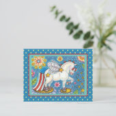 AMERICANA WHIMSYNICKER PATRIOTICA PONY Cute Fantas Feestdagenkaart (Staand voorkant)