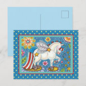 AMERICANA WHIMSYNICKER PATRIOTICA PONY Cute Fantas Feestdagenkaart (Voorkant / Achterkant)