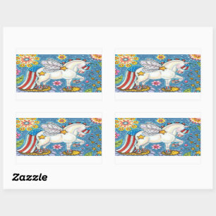 AMERICANA WHIMSYNICKER PATRIOTICA PONY Cute Fantas Rechthoekige Sticker