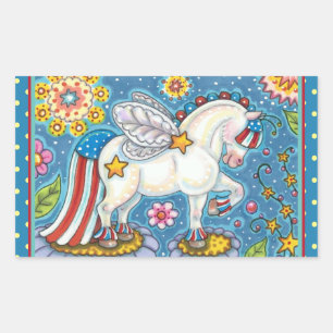 AMERICANA WHIMSYNICKER PATRIOTICA PONY Cute Fantas Rechthoekige Sticker