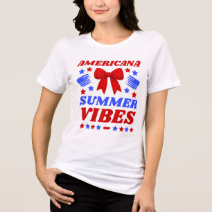 Americana Zomer Vibe Rode Gingham Strik Tri-Blend Shirt