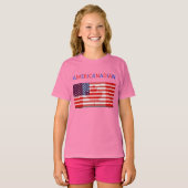 AMERICANADIAN girls' ringer tee T-shirt (Voorkant volledig)