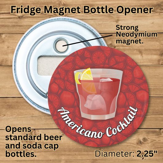 Americano Cocktail Button Flesopener