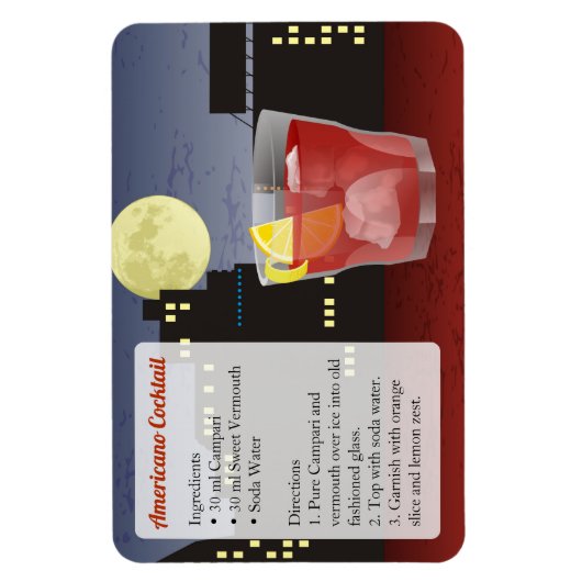 Americano Cocktail Recept Magneet (Verticaal)