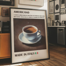 Americano Coffee Wall Art, Italiaans Espresso Drin Poster
