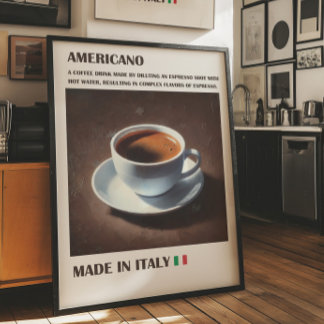 Americano Coffee Wall Art, Italiaans Espresso Drin Poster