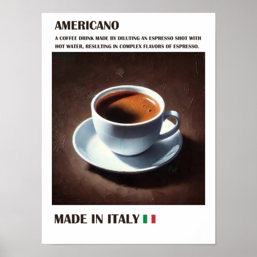Americano Coffee Wall Art, Italiaans Espresso Drin Poster (Voorkant)