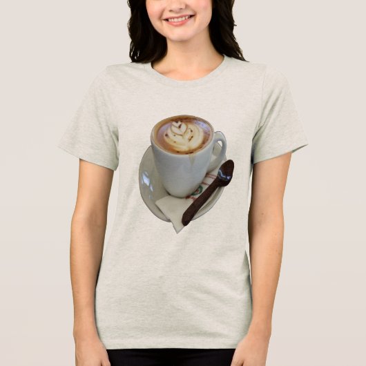 Americano Coffee with Tulip Design And Chocolate Tri-Blend Shirt (Voorkant)