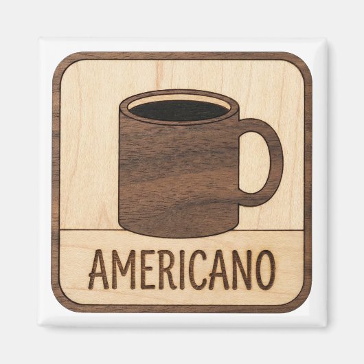 Americano Coffee Wooden Sign Magneet (Voorkant)