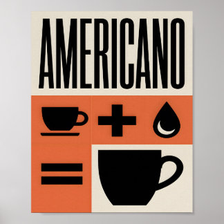 Americano Koffie Formule Minimalistisch Oranje  Poster