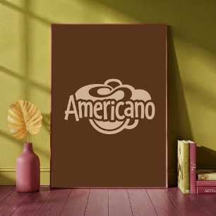 Americano Koffie Typografie Retro Kunstprint Poster