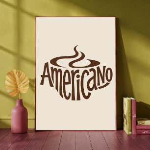 Americano koffiekup typografische kunst Cute koffi Poster