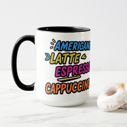 Americano Latte Espresso Cappuccino Grappige Koffi Mok (Met donut)