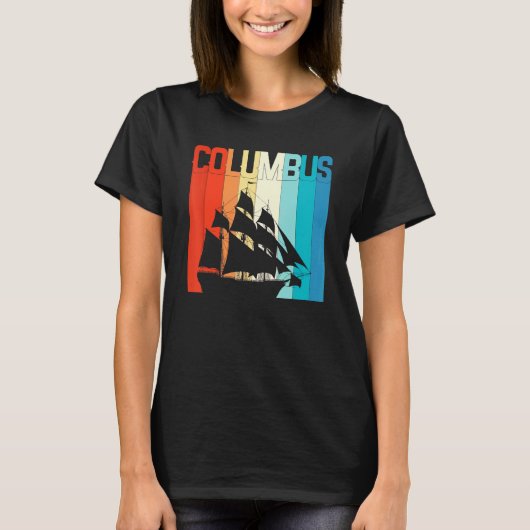 Americans Discovered Columbus Day Vintage People's T-shirt (Voorkant)