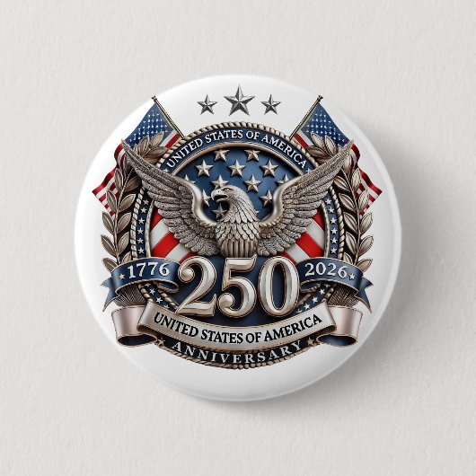 America's 250 Anniversary    Ronde Button 5,7 Cm (Voorkant)