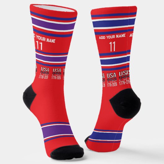 America's 250th Birthday - Name Number Socks Sokken (Gebogen)