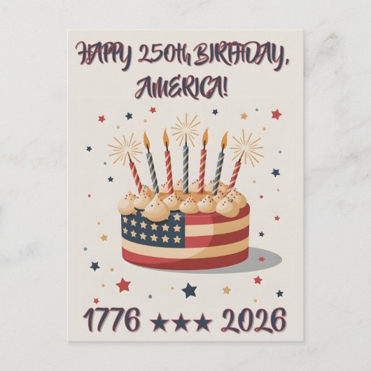 America's Big 250th Birthday Party Invite Postcard Briefkaart (Voorkant)