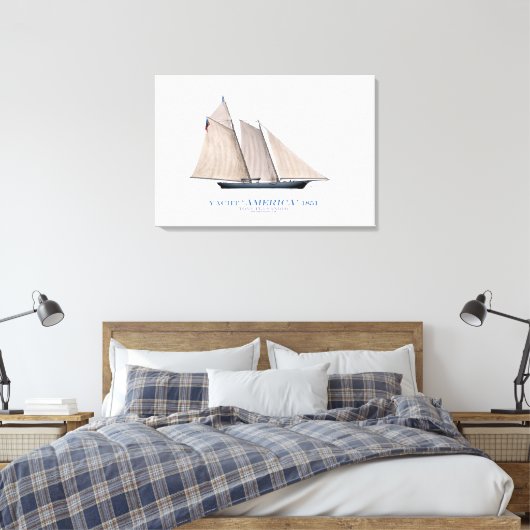 americas cup jacht ' america 1851 ' , tony fernand canvas afdruk (Insitu (Slaapkamer))