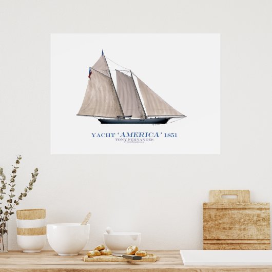 americas cup jacht ' america 1851 ' , tony fernand poster (Keuken)