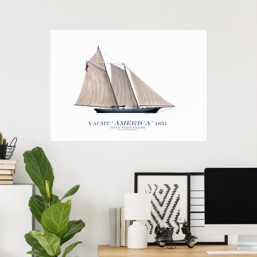 americas cup jacht ' america 1851 ' , tony fernand poster (Thuiskantoor)
