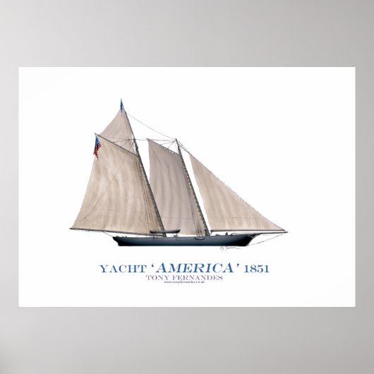 americas cup jacht ' america 1851 ' , tony fernand poster (Voorkant)