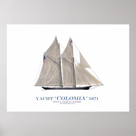 americas cup jacht ' colombia ' 1871 ,tony fernand poster (Voorkant)