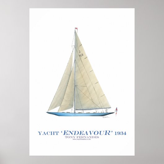 americas cup jacht " endeavor " , tony fernandes poster (Voorkant)