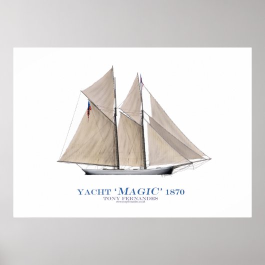 americas cup jacht " magie " 1870 , tony fernandes poster (Voorkant)