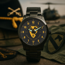 America's First Team Veteran Personalized Black Horloge