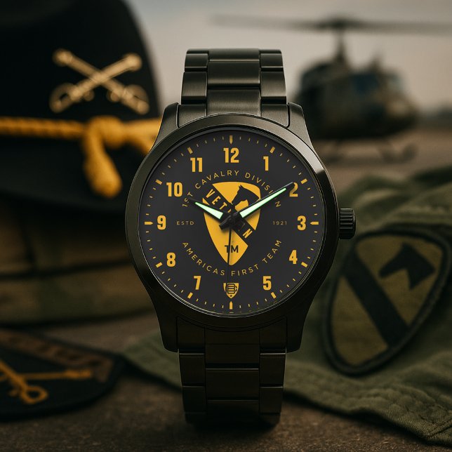 America's First Team Veteran Personalized Black Horloge (America's First Team Tribute Personalized Black Stainless Steel Watch)
