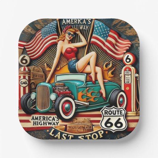 America's Route 66 Papieren Bordje (Voorkant)