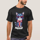Americat Cute Cat  4th of July Men Women T-shirt (Voorkant)