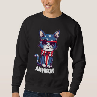 Americat Cute Cat  4th of July Men Women Trui