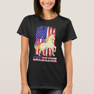 americorn 4th of juli kleurrijke eenhoorn vs vlag t-shirt