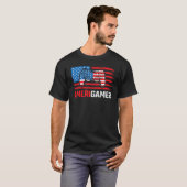 Amerigamer Distressed American Flag Gamer July 4th T-shirt (Voorkant volledig)