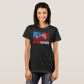 Amerigamer Distressed American Flag Gamer July 4th T-shirt (Voorkant volledig)