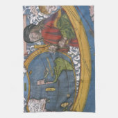 Amerigo Vespucci Explorer op een kaart van Amerika Theedoek (Verticaal)