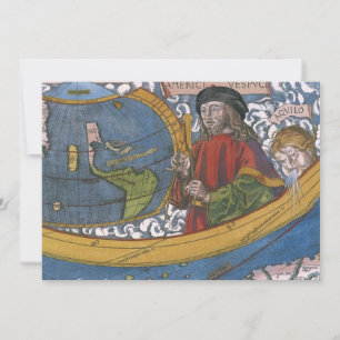 Amerigo Vespucci Ontdekkingsreiziger op een kaart 