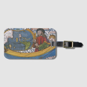 Amerigo Vespucci Ontdekkingsreiziger op een kaart Bagagelabel