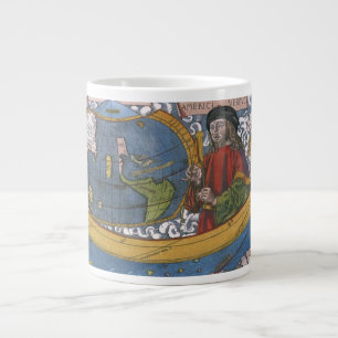 Amerigo Vespucci Ontdekkingsreiziger op een kaart  Grote Koffiekop