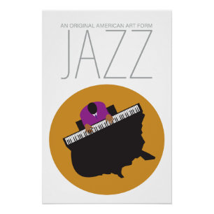 AmeriJazz Wit Glanzend Poster (18,67" x 28")