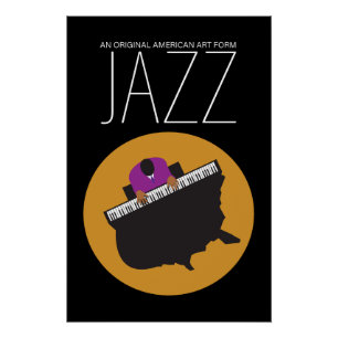 AmeriJazz Zwart Glanzend Poster