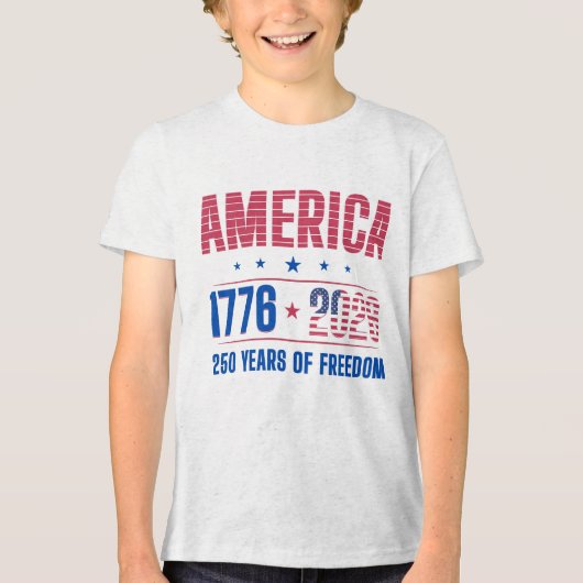 AMERIKA 1776 2026 250 jaar vrijheid Tri-Blend Shirt (Voorkant)