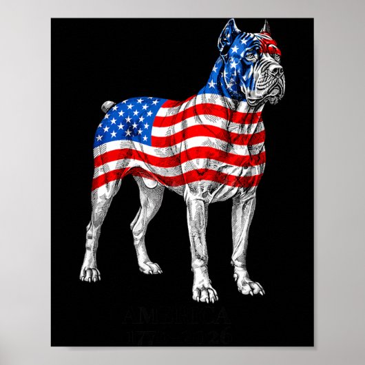 Amerika 1776-2026 Cane Corso Hond Amerikaanse Vlag Poster (Voorkant)