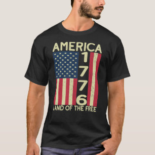 Amerika 1776 Land van de Vrije Vlag van de Verenig T-shirt
